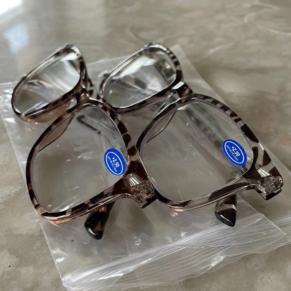 NWT TWO pairs readers 2.5 tortoiseshell blue light combination readers brown